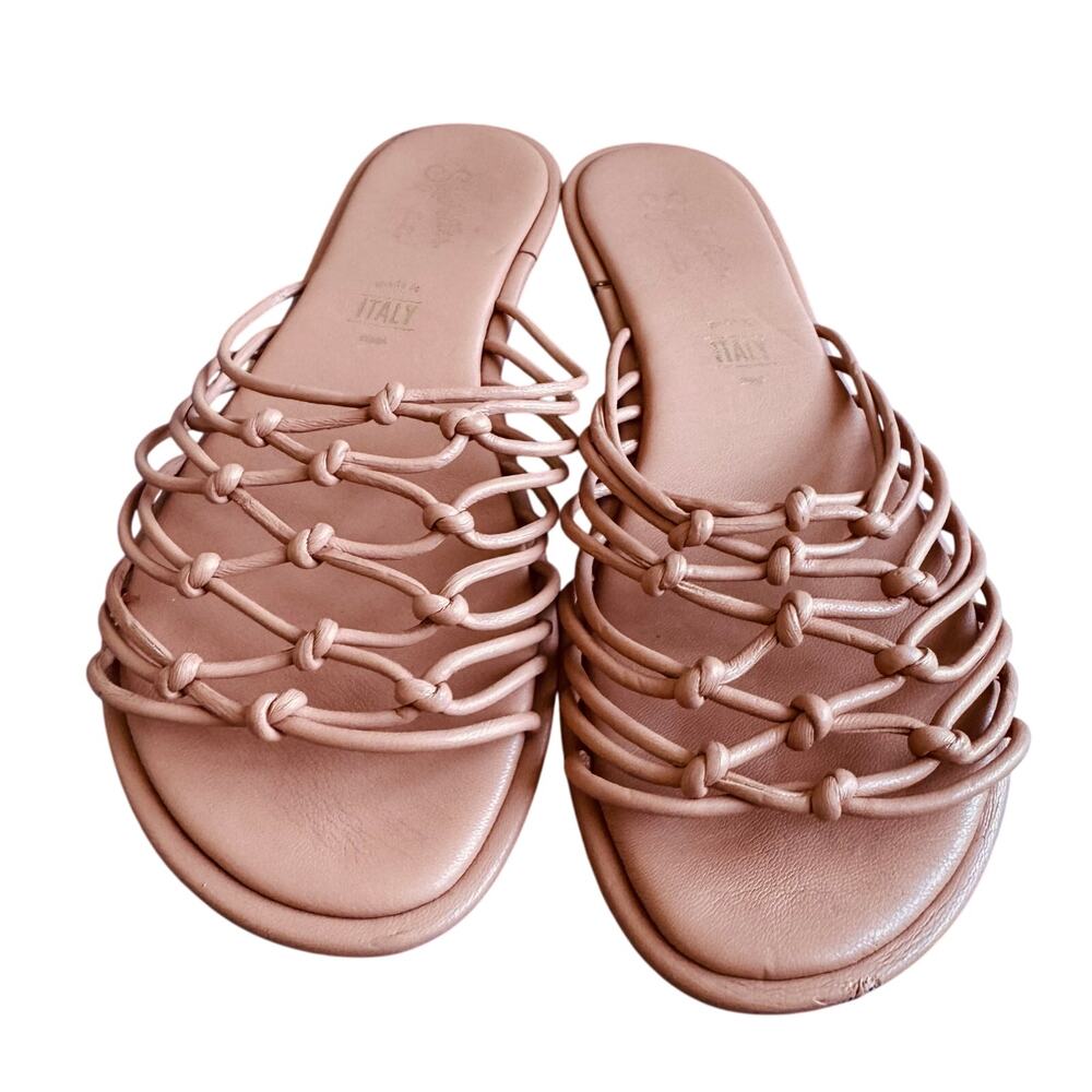 Seychelles Coral Pink Woven Faux Leather Slide Sandals Size 7